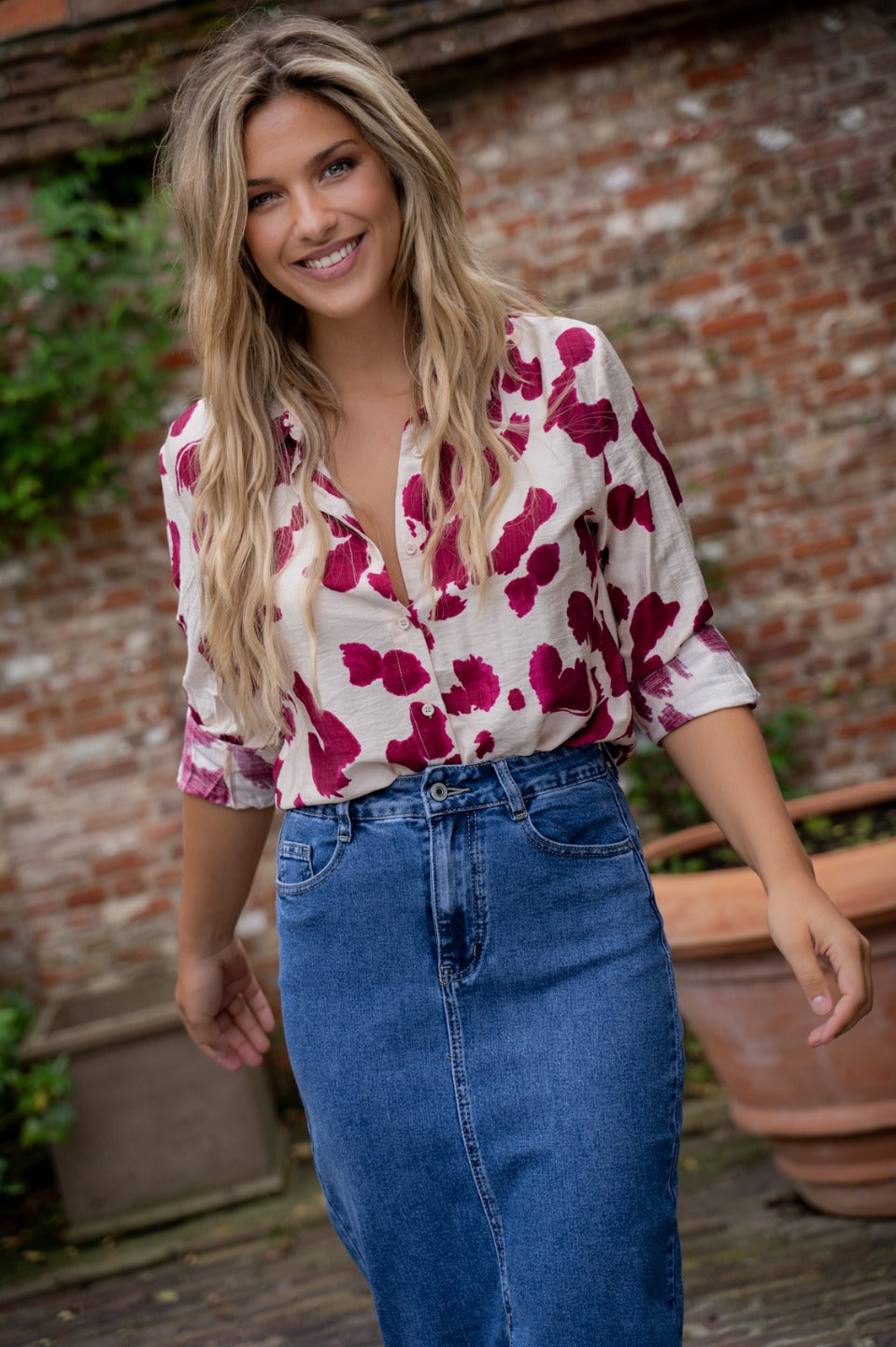 Maxi-jupe longue en jean fendue