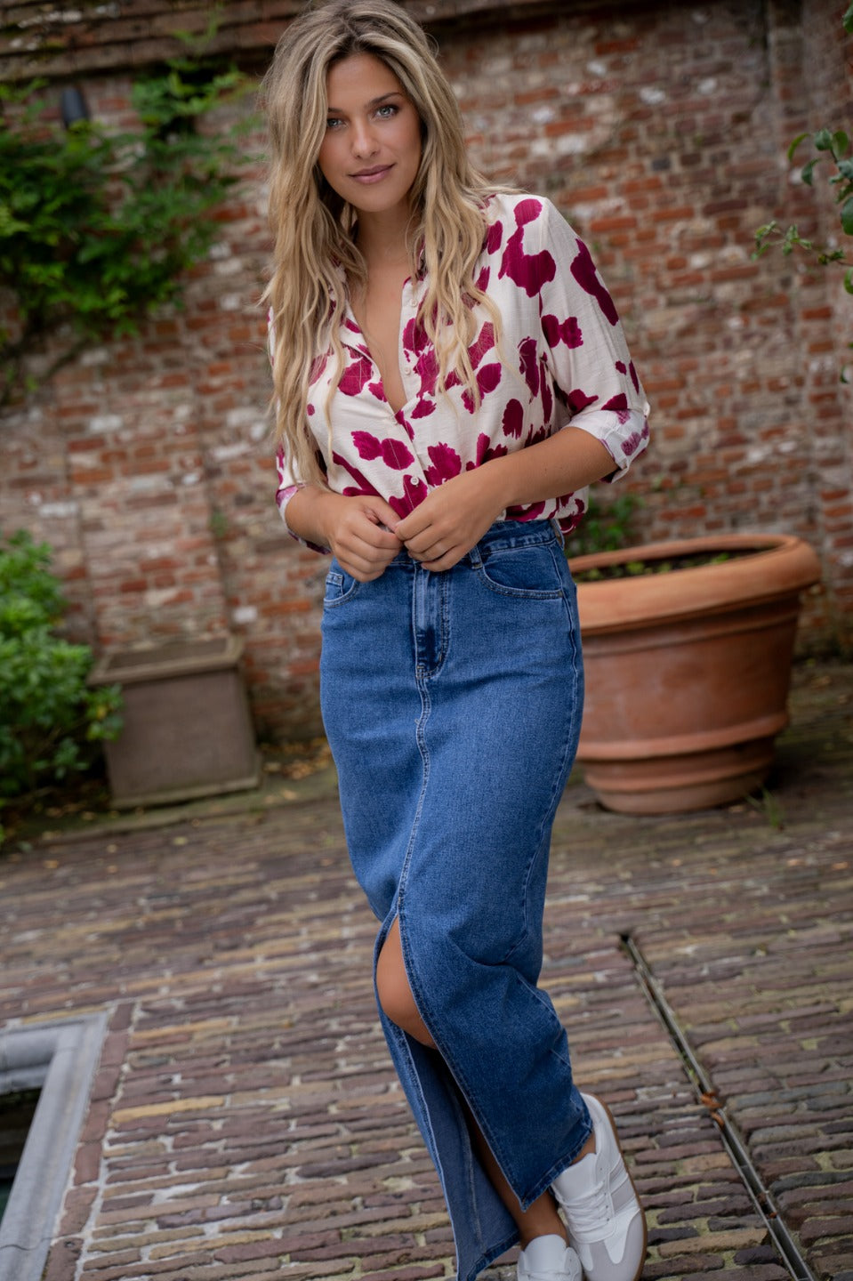 Maxi-jupe longue en jean fendue
