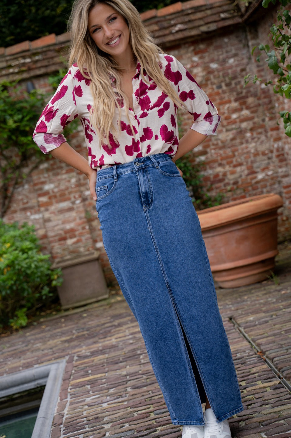 Maxi-jupe longue en jean fendue