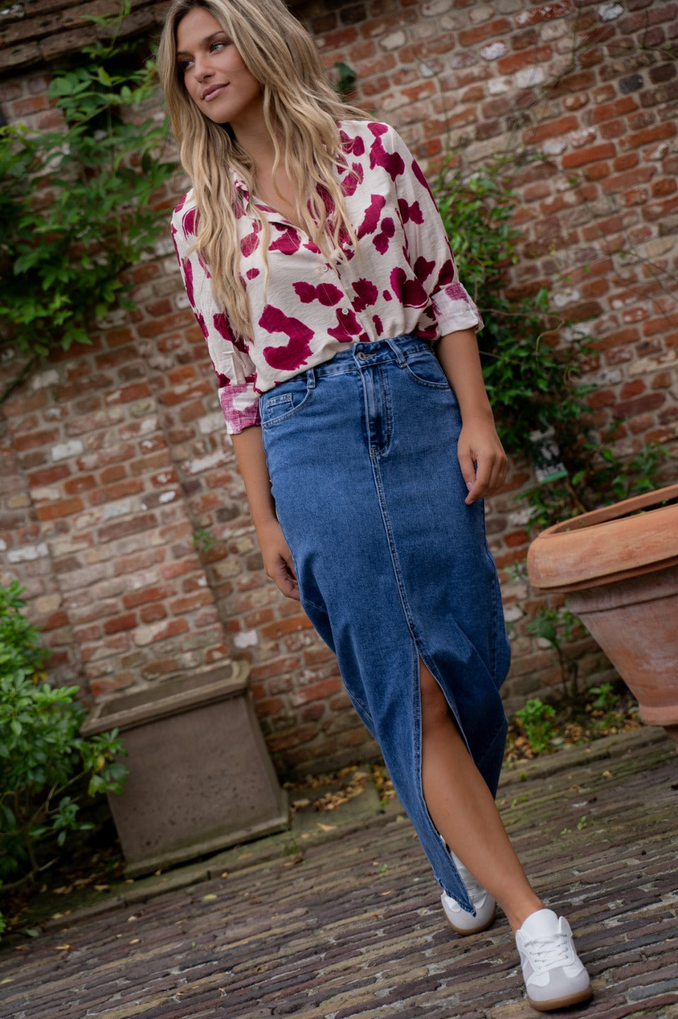 Maxi-jupe longue en jean fendue