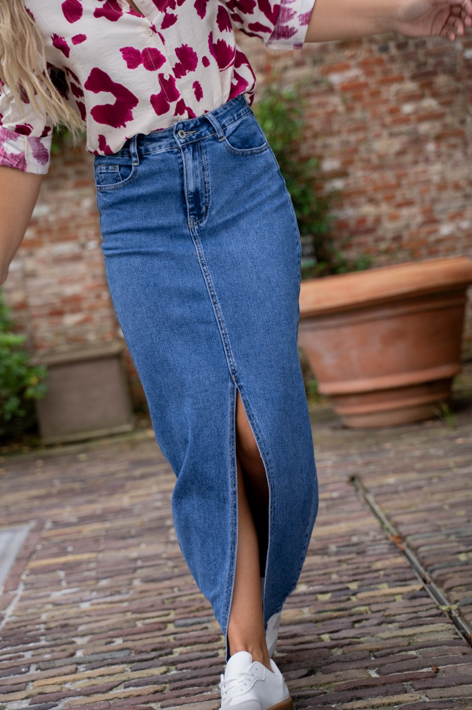 Maxi-jupe longue en jean fendue