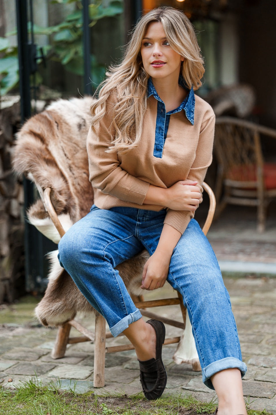 Trui Denim kraagdetail