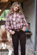 Checkered shirt with bow tie