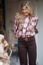 Checkered shirt with bow tie