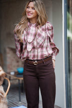Checkered shirt with bow tie