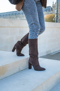 Suede laars met hak