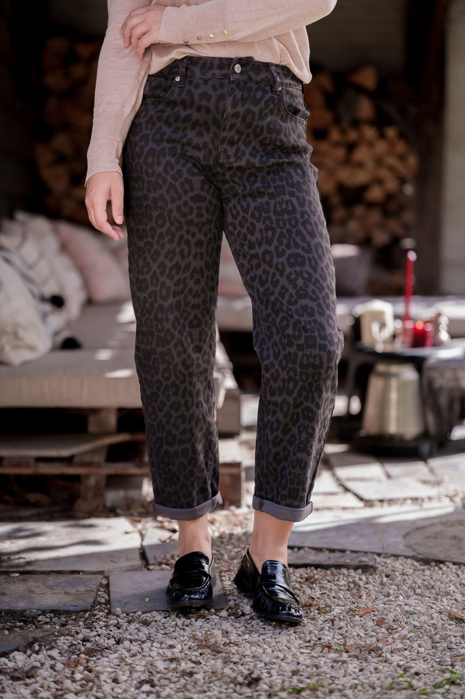 Mom jeans dierenprint