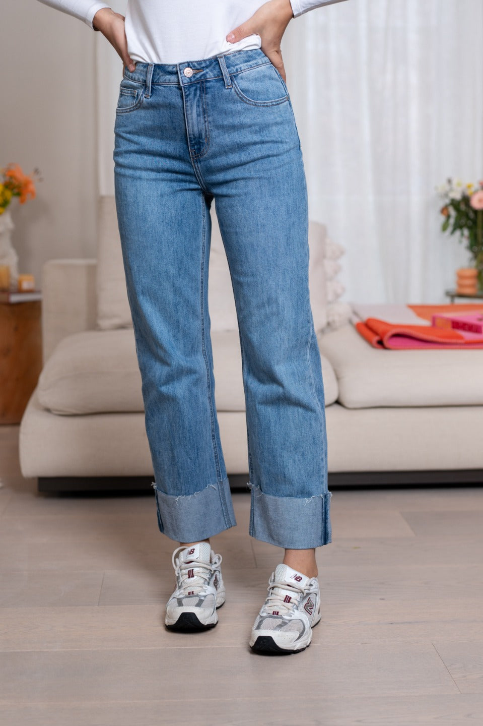 Jeans straight revers