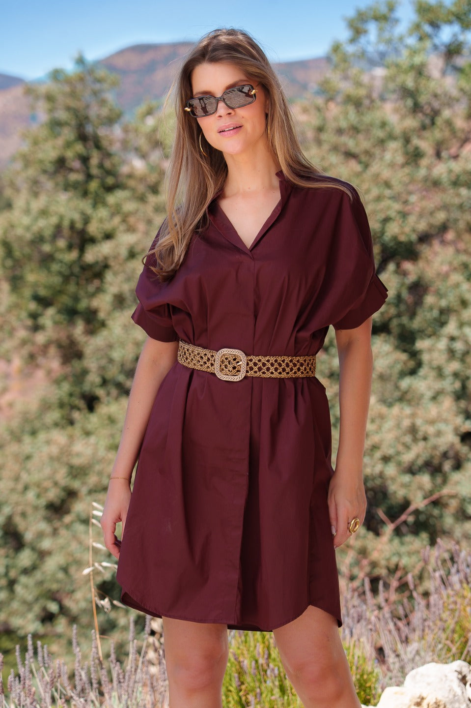 Katoene jurk mouwdetail