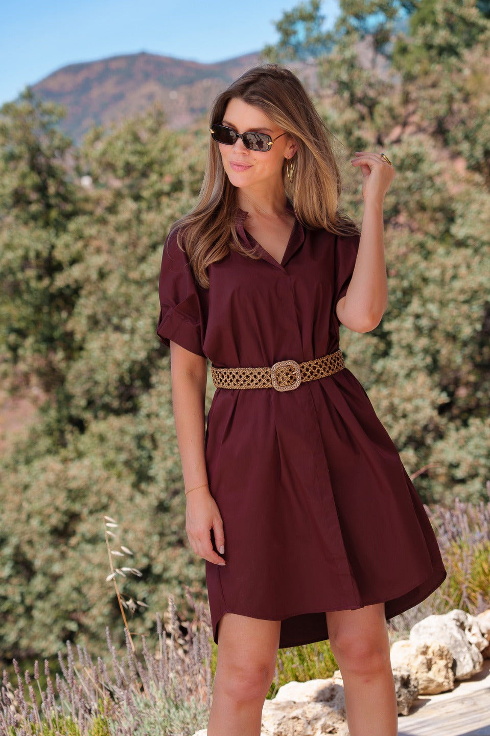 Katoene jurk mouwdetail