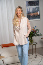Blazer with tie ribbon back