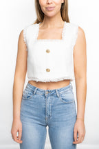 Top in tweed met rits