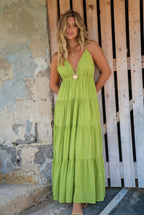 Robe longue col en V
