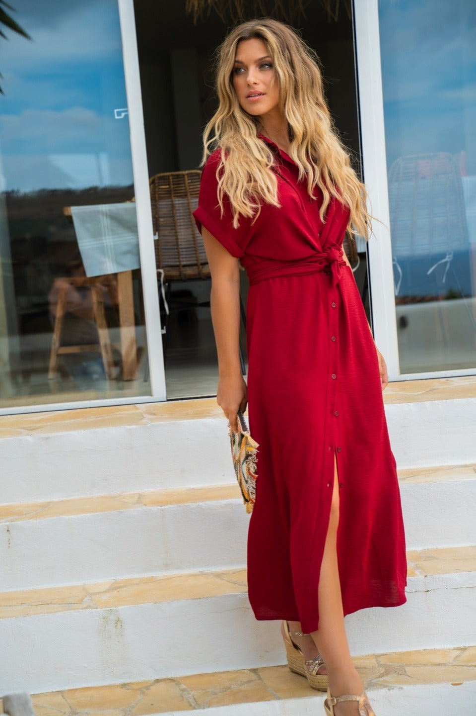 Longue robe pull en maille