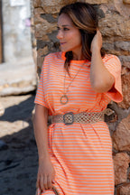 Robe longue T-shirt rayée