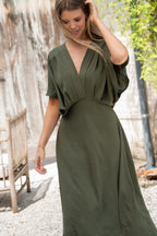Long dress with V-neck detail