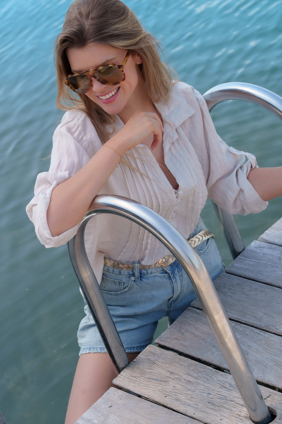 Linen shirt with tucks
