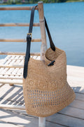 Raffia shopper with buckle detail