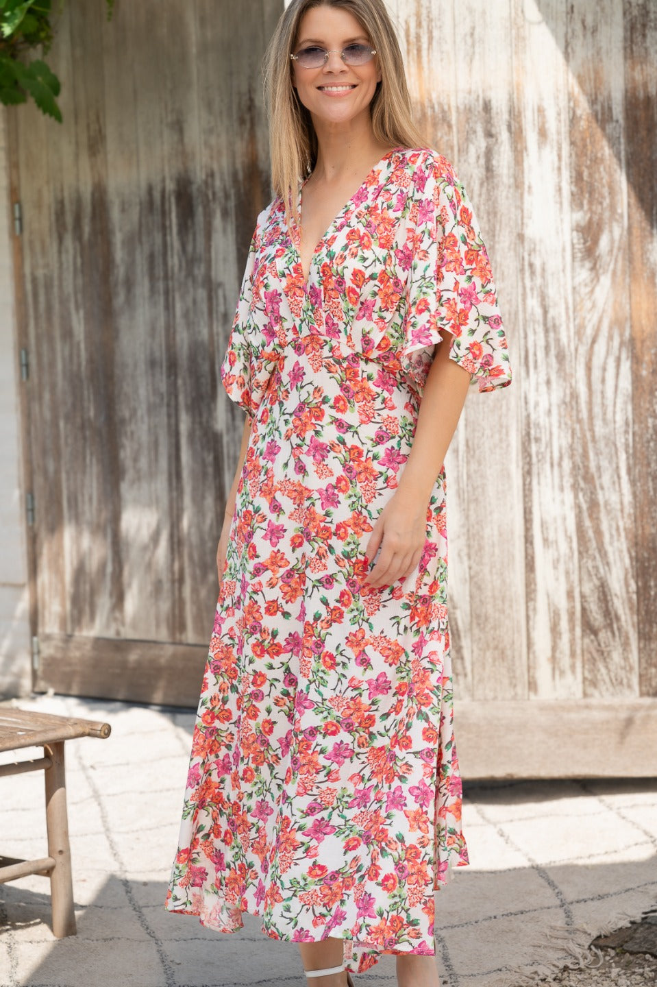 V-neck print dress