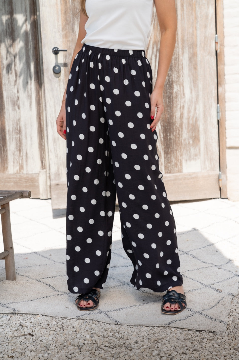Pantalon fluide à pois
