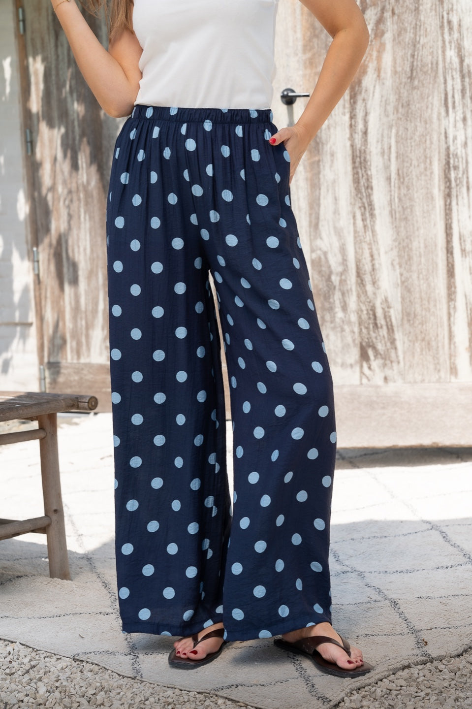Pantalon fluide à pois