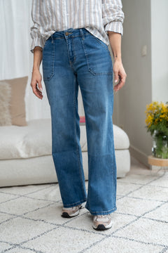 Jeans mid large steekzakjes