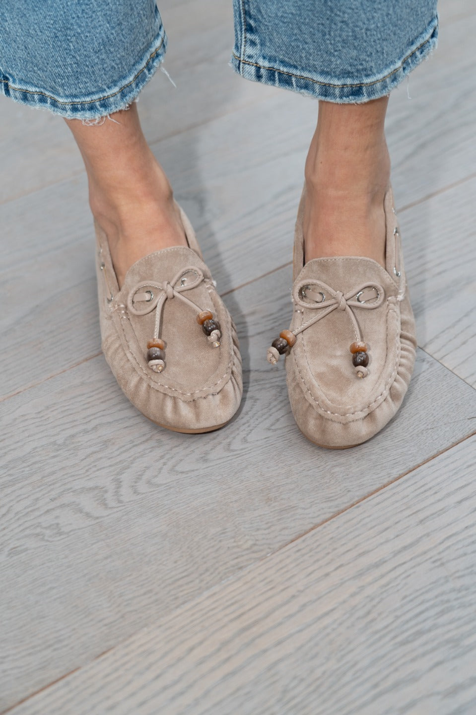 Mocassin daimlook met floches