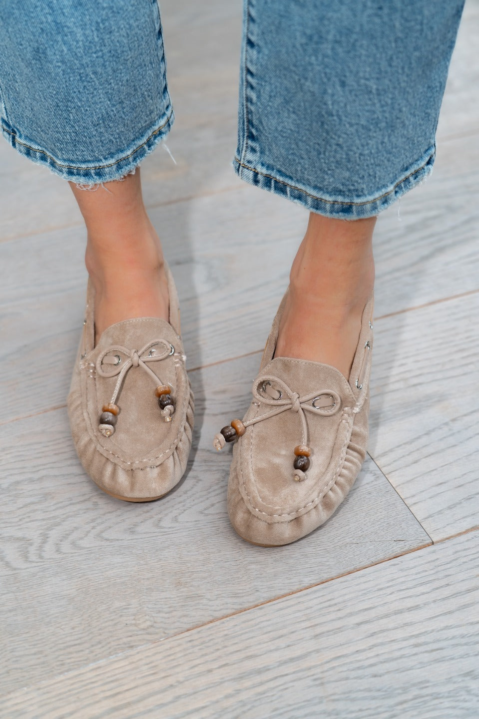 Mocassin daimlook met floches