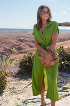 Robe-chemise longue nouée